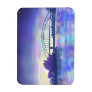 Sydney Harbour Lila Sonnenuntergang Stadt Kunstmal Magnet