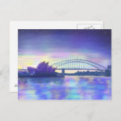 Sydney Harbour Lila Sunset Cityscape Malerei Postkarte (Vorne/Hinten)