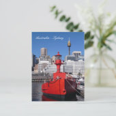 Sydney Harbour, Red Boat, Urlaub Australien Postkarte (Stehend Vorderseite)