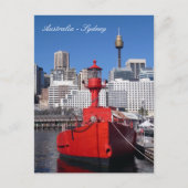 Sydney Harbour, Red Boat, Urlaub Australien Postkarte (Vorderseite)