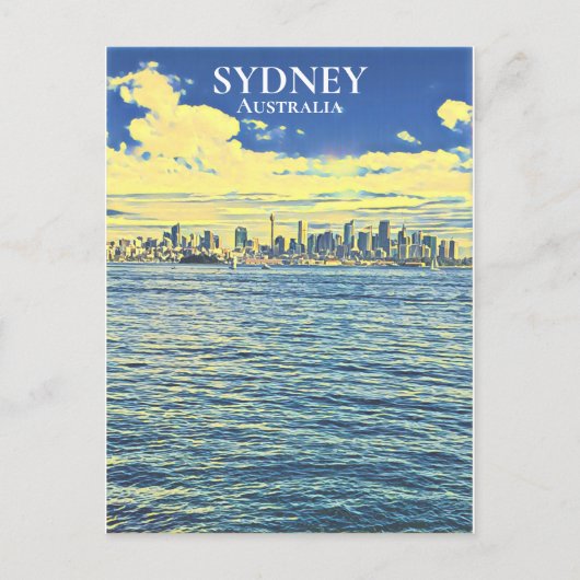 Sydney Harbour skyline digitale Kunstreise Postkarte (Vorderseite)