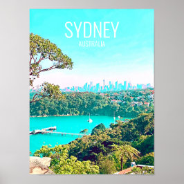 Sydney Harbour Skyline view Mosman Poster