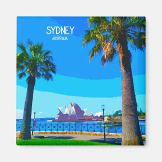 Sydney Harbour Vintage Travel Art Magent Magnet