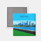 Sydney Harbour Vintage Travel Art Magent Magnet (Vorderseite/Rückseite)