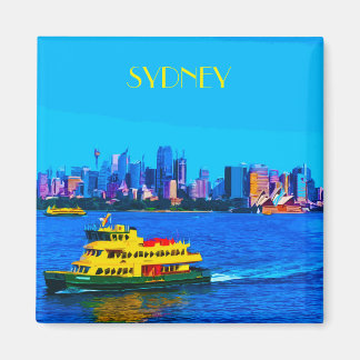 Sydney Harbour Vintage Travel Art Magent Magnet