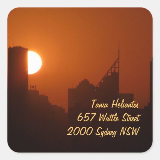 Sydney-Label-Adresse Quadratischer Aufkleber (Vorderseite)