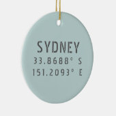 Sydney Latitude Longitude Keramik Ornament (Rechts)