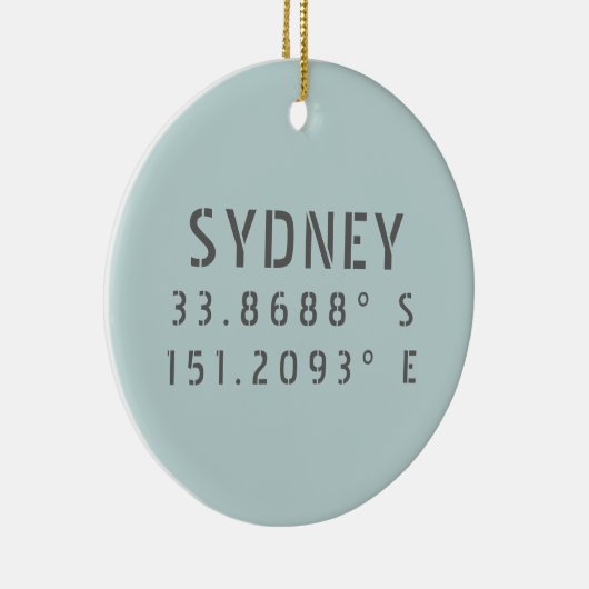 Sydney Latitude Longitude Keramik Ornament (Rechts)
