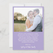 Sydney Lavender Modern Wedding Dankeskarte (Rückseite)