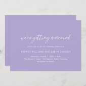 Sydney Lavender Modern Wedding Einladung (Vorne/Hinten)