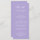 Sydney Lavender Modern Wedding Menükarte (Vorne/Hinten)