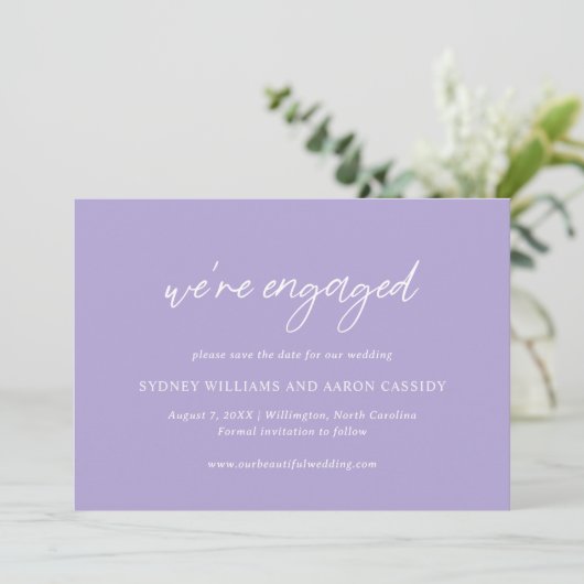 Sydney Lavender Modern Wedding Save The Date (Stehend Vorderseite)