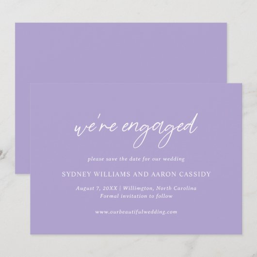 Sydney Lavender Modern Wedding Save The Date (Vorne/Hinten)