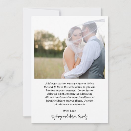 Sydney Modern Wedding Dankeskarte (Rückseite)