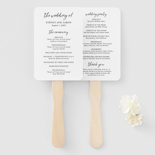 Sydney Modern Wedding Program Fächer (Vorne und Hinten)