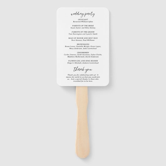 Sydney Modern Wedding Program Fächer (Rückseite)