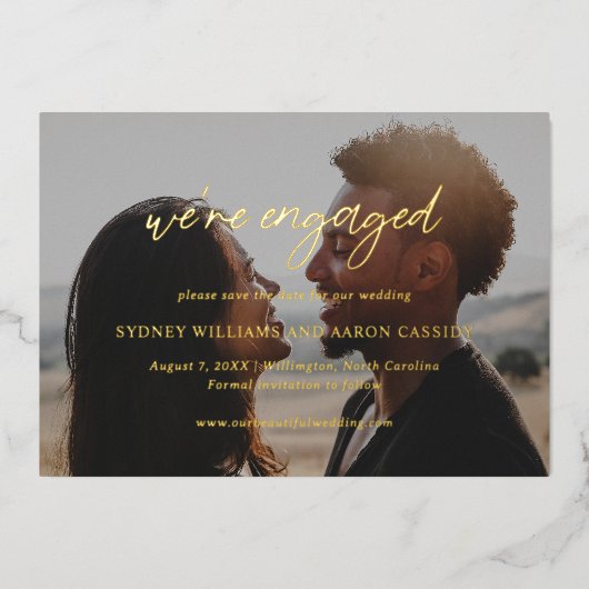 Sydney Modern Wedding rettet das Datum Folieneinladung (Vorderseite)