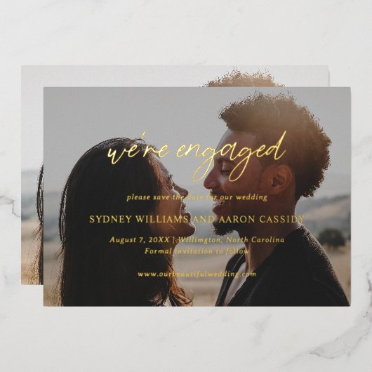 Sydney Modern Wedding rettet das Datum Folieneinladung (Vorderseite/Rückseite)