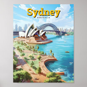 Sydney Oper Australien Kunst Vintage Reise Poster