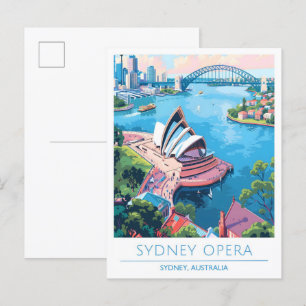 Sydney Oper Australien Kunst Vintage Reise Postkarte