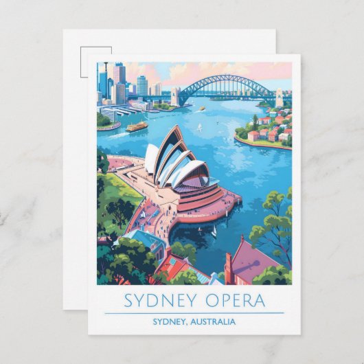 Sydney Opera Australien Art Vintage Postkarte (Vorne/Hinten)