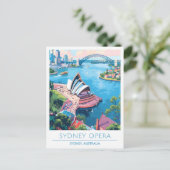 Sydney Opera Australien Art Vintage Postkarte (Stehend Vorderseite)