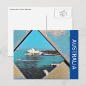 Sydney Opera blau Postkarte (Vorne/Hinten)