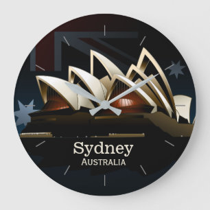 Sydney opera house at night große wanduhr