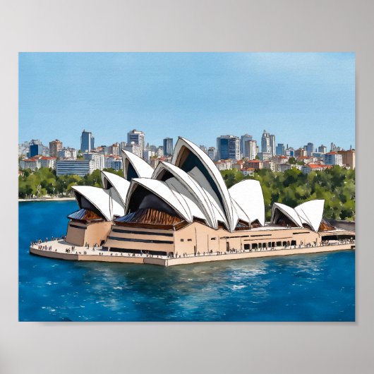 Sydney Opera House Australia Watercolor Poster (Vorne)