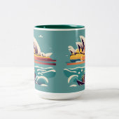 Sydney Opera House Australien Gemälde Souvenir Zweifarbige Tasse (Mittel)