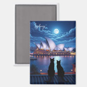 Sydney Opera House Australien Katzen in der Nacht Magnet (Vorderseite/Rückseite)