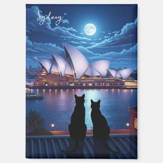 Sydney Opera House Australien Katzen in der Nacht Magnet (Vorderseite)
