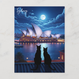 Sydney Opera House Australien Katzen in der Nacht Postkarte