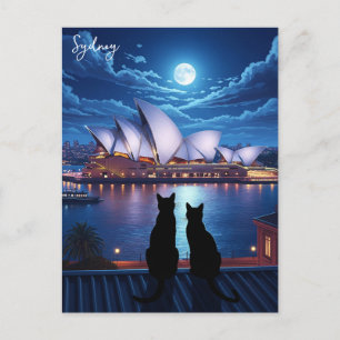 Sydney Opera House Australien Katzen in der Nacht Postkarte