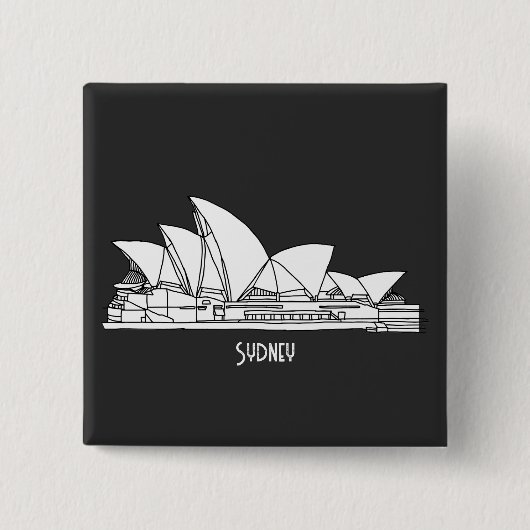 Sydney Opera House Australien zeichne Souvenir Button (Vorderseite)