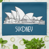 Sydney Opera House Australien zeichne Souvenir Geschirrtuch (Gefaltet)