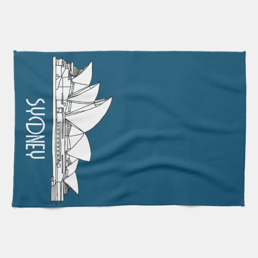 Sydney Opera House Australien zeichne Souvenir Geschirrtuch (Horizontal)