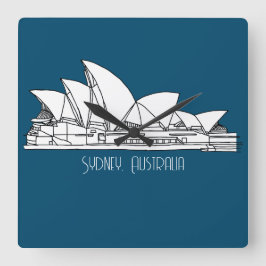 Sydney Opera House Australien zeichne Souvenir Quadratische Wanduhr