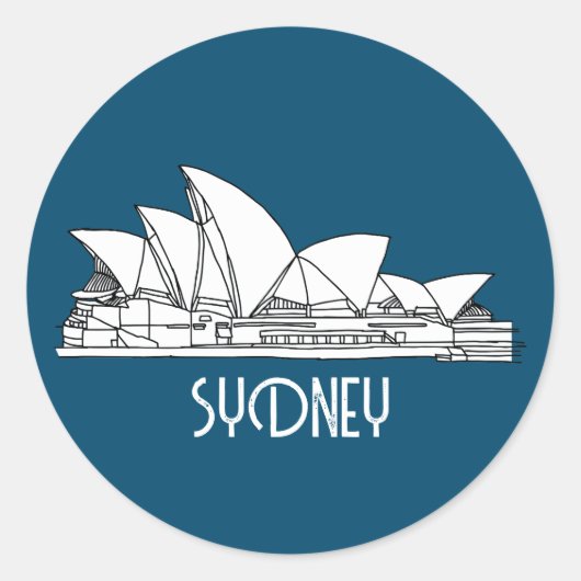Sydney Opera House Australien zeichne Souvenir Runder Aufkleber (Vorderseite)