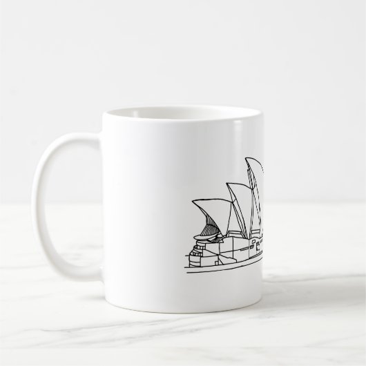 Sydney Opera House Australien zeichnend Skizze Kaffeetasse (Links)