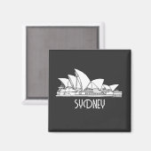 Sydney Opera House Australien zeichnend Skizze Magnet (Vorderseite/Rückseite)