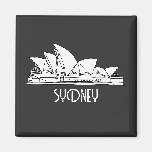 Sydney Opera House Australien zeichnend Skizze Magnet (Vorne)