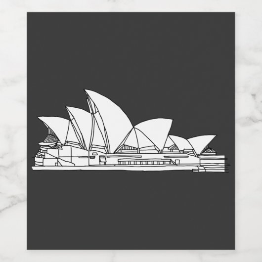Sydney Opera House Australien zeichnend Skizze Weinetikett (Einzelnes Label)
