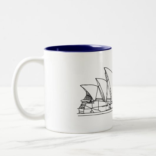 Sydney Opera House Australien zeichnend Skizze Zweifarbige Tasse (Links)