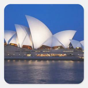 Sydney Opera House bei Nacht, Sydney, New South Quadratischer Aufkleber