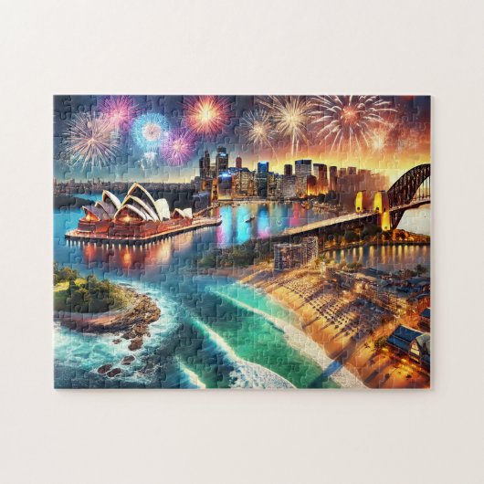 Sydney Opera House Fireworks Harbour Bridge Night Puzzle (Horizontal)