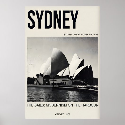 Sydney Opera House Kunstprint Schwarz & Weiß Vinta Poster (Vorne)