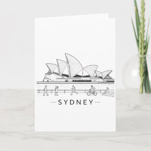 Sydney Opera House Minimalistische Liniendrawing Karte