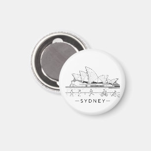 Sydney Opera House Minimalistische Liniendrawing Magnet