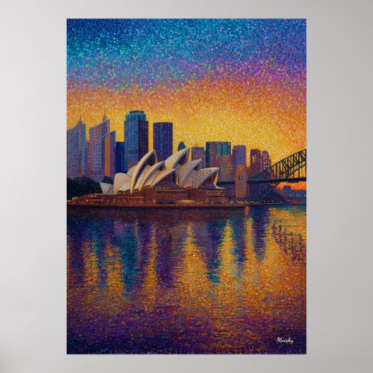 Sydney Opera House Pointillismus-Skyline-Kunst Poster (Vorne)